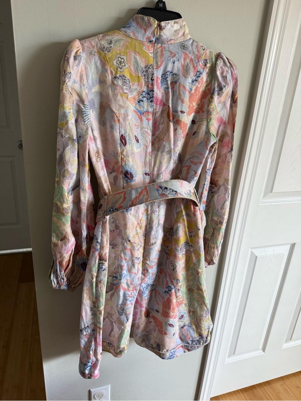 NWOT $950 Zimmermann Illustration Buttoned Belted Floral Linen Mini Dress Size 0 - Picture 4 of 4